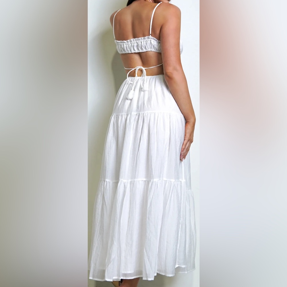 White Boho Tiered Maxi Dress